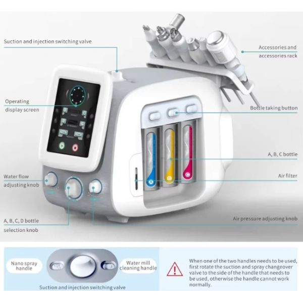Cleaning Hydra Beauty Machine Bipolar RF Nano Spraying 6 Handles