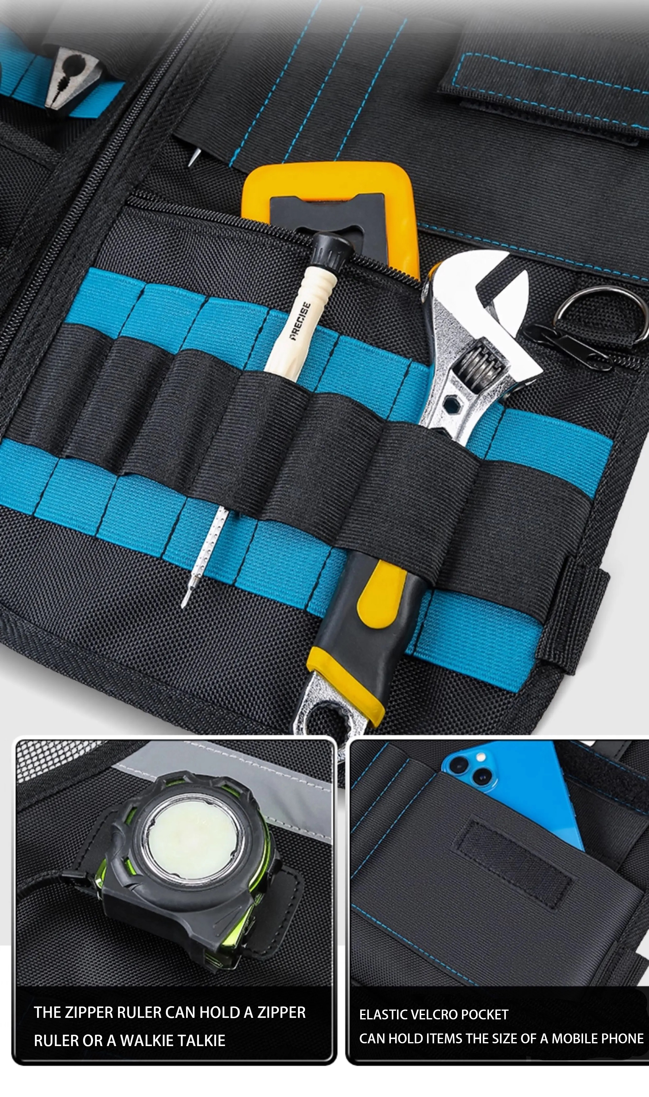 Electrician's Waterproof Tool Backpack with Reflective Safety Features OEM/ODM Customizable for Construction Outdoor Use