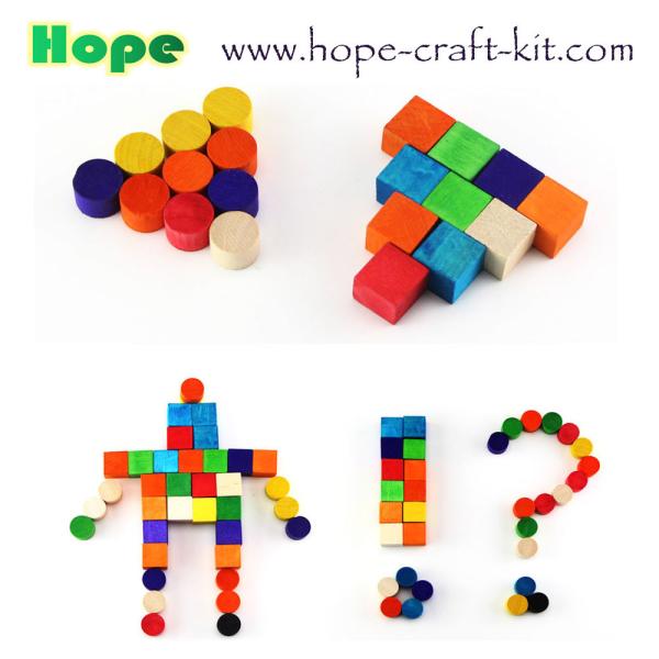 Natural color multi-colored wooden suare cubes blocks for children DIY craft work creative hobbies KIDS STEM INNOVATION