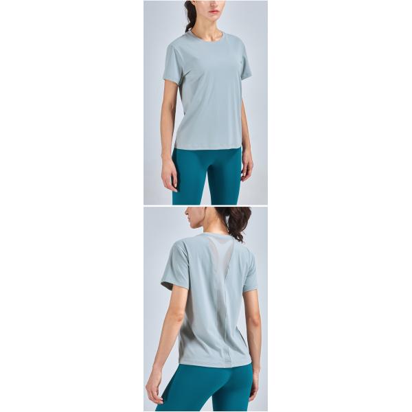 Short Sleeve Mesh Patchwork Shirts Breathable Crew Collar Workout T Shirts