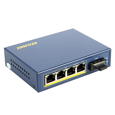 4 Ports PoE Fiber Switch,10/100Mbps,IEEE802.3af,100m(Plug and Play, Metal Case)