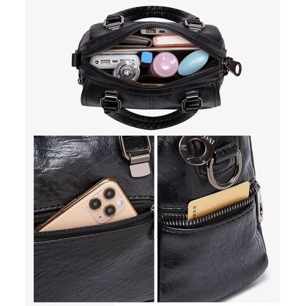 Black Cross Body One Shoulder Pillow Pu Tote Bag With Clutch 4pcs