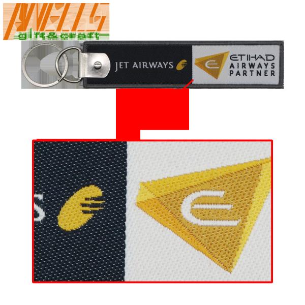 Pilot Aviation Airplane Logo Woven Keyring Aircraft Merrowed Border