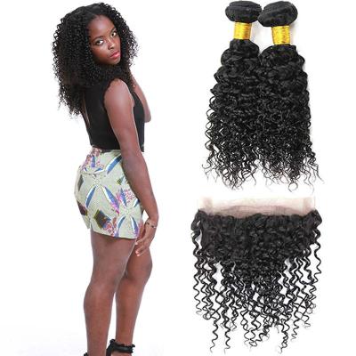 Cabelo humano encaracolado brasileiro de trama dobro cru do Virgin da onda de água do fechamento de 360 Frontal