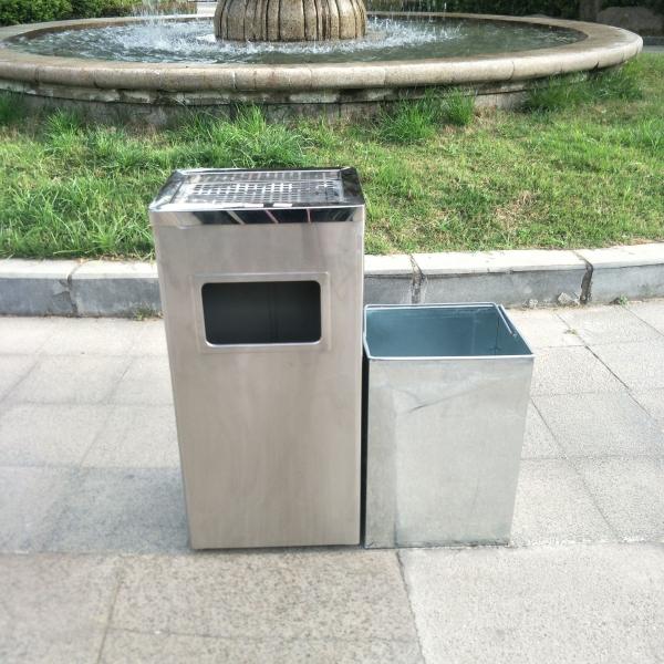 Hotel Lobby Smoke-out Hotel Elevator Ashtray Round Clamshell Shopping Mall Stainless Steel Trash Can