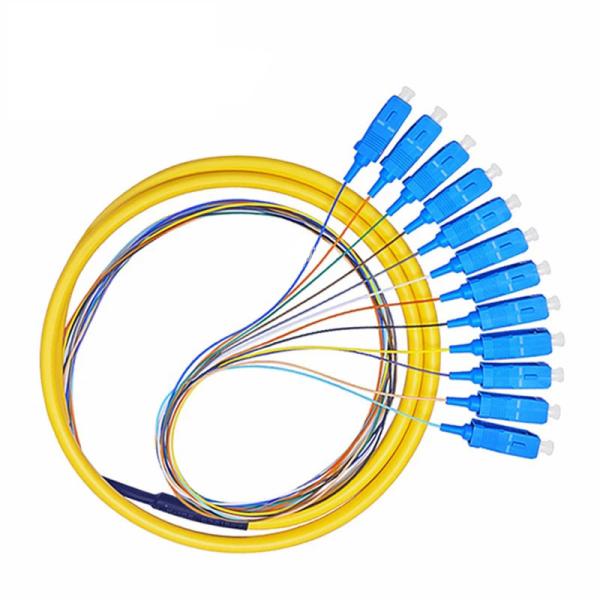FTTH Use SC/UPC Connector 12 Core 0.9mm Fiber Optic Pigtails With LSZH Jacket