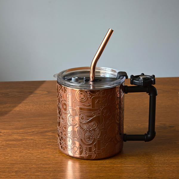 12 унций двойной стены медной кофейной кружки из нержавеющей стали с ручкой