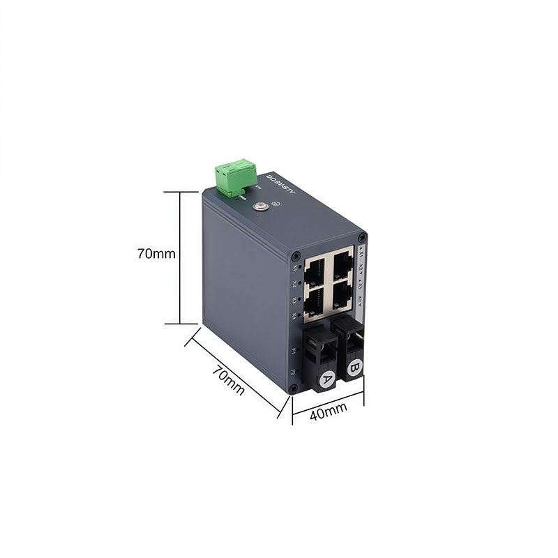 Industrial Mini Fiber Ethernet Switch 2 Fiber 4 RJ45 Ports 100Mbps Fast Ethernet Switch