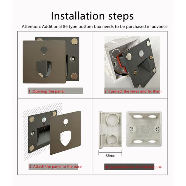 Easy Mount Stairwell Lighting Luxury Indoor SS Panel Magnetic Mounted PIR Motion Sensor