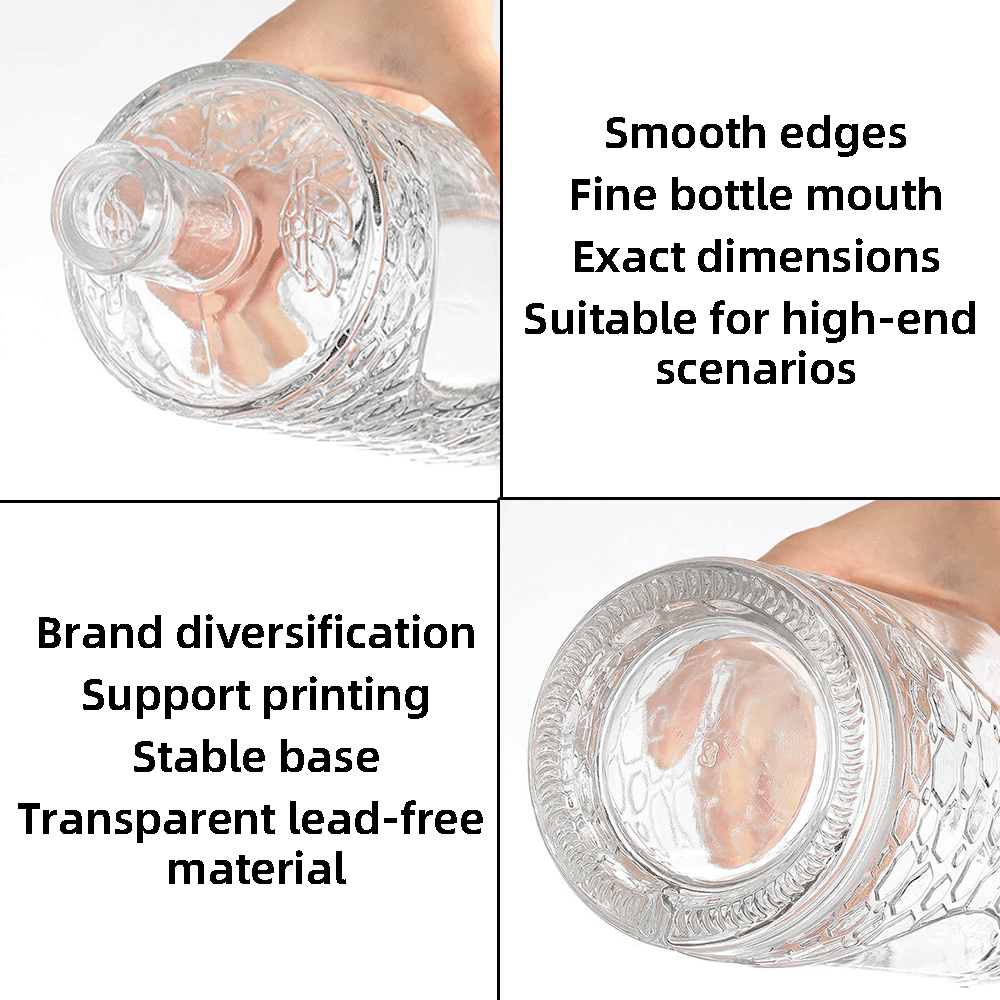 750ml & 700ml Honeycomb Textured Glass Liquor Bottle With Gold Cork Stopper For Spirits Decanter