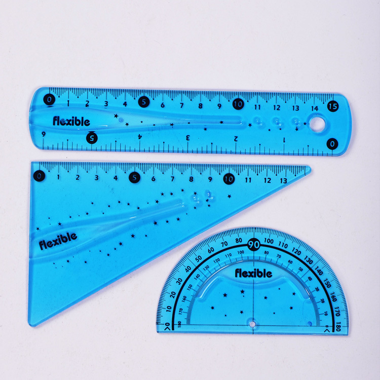 hot selling fashion twist it 15cm clear pvc 3pcs flexible ruler set