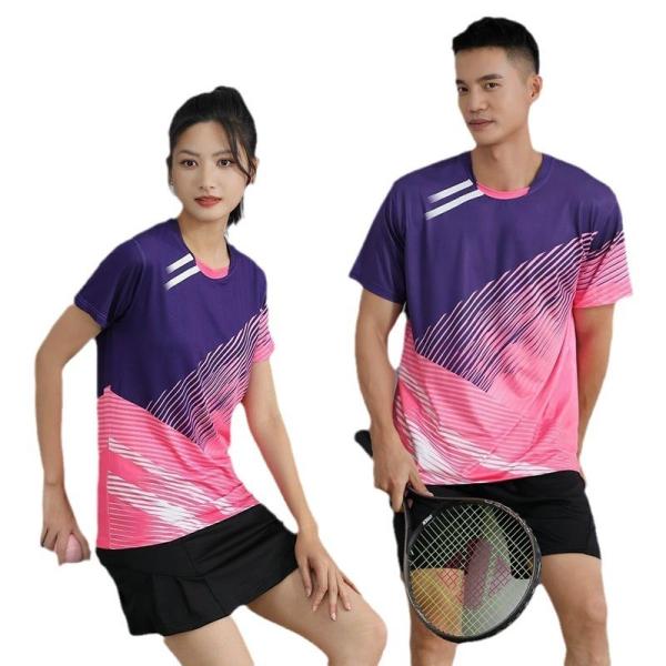 Traje desportivo Traje de treino de badminton para homens e mulheres T-shirts com impressões completas