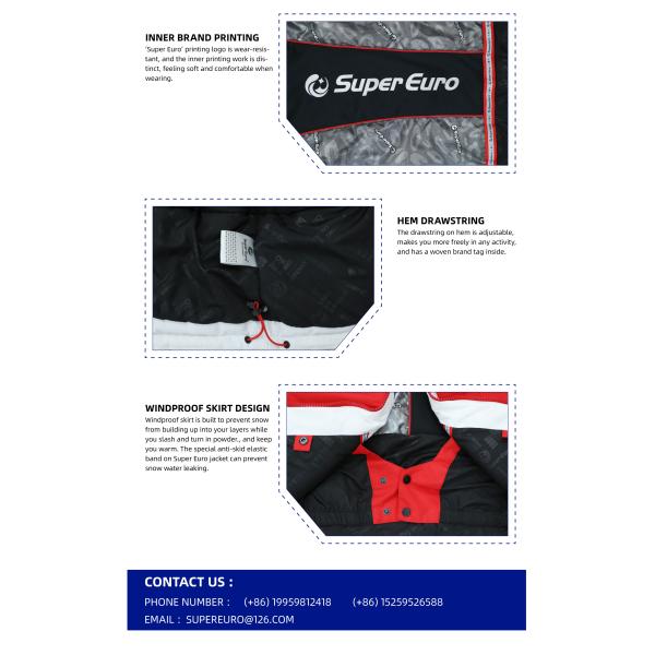 Zip TPU Lamination Gents Skiing Outdoor Sportswear