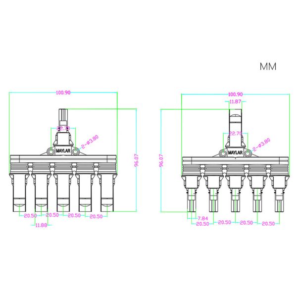 One In Four Solar Panel Connectors Male Female Parallel Branch Connectors ODM OEM