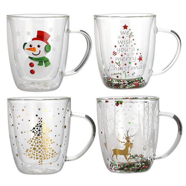 375ml Personalized Glass Cup High Borosilicate Double Wall Glass Coffee Cup