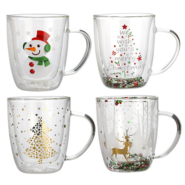 375ml Personalized Glass Cup High Borosilicate Double Wall Glass Coffee Cup