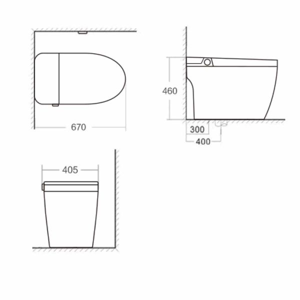 Low Noise Modern Smart Toilet 405x670x460mm Heated Bidet Toilets User Friendly Orin OR2308