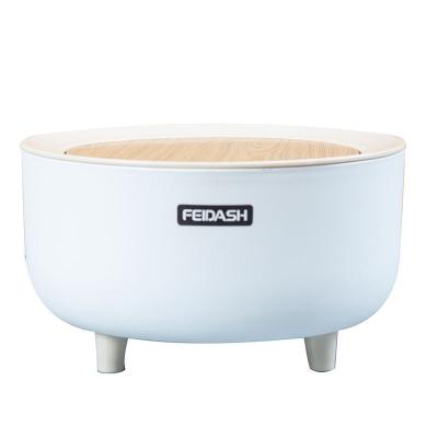 Wood Grain Round Household Desktop Mini Simple Large-capacity Wastepaper Basket Plastic High-footed Trash Can