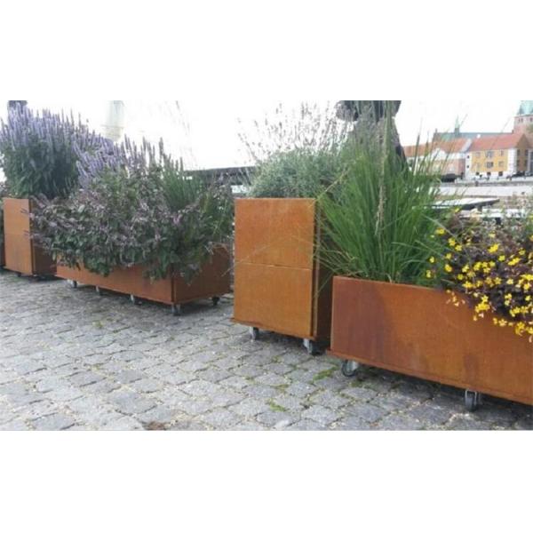 Съемная коробка плантаторов ринва Corten стальная прямоугольная на рицинусах