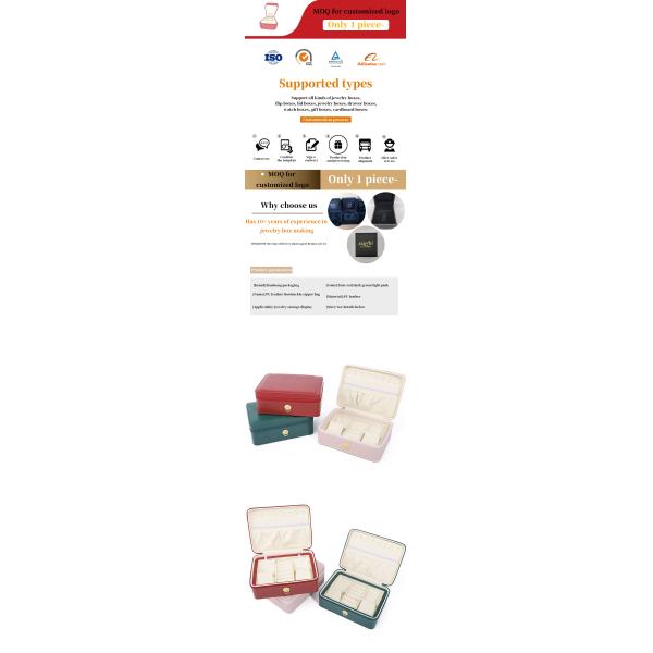 Ring-Pull Ornament PU Leather Travel Jewelry Organizer Multi-Cells Zipper Box