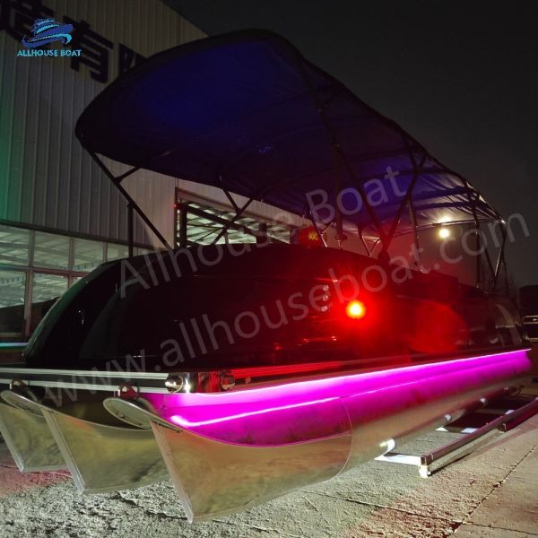 90-250 Hp Fiberglass Pontoon Boat with LED Navigation Lights and Optional Stereo System