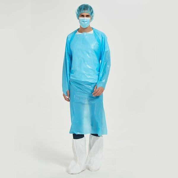 Waterproof Disposable Thumb Loops Protective CPE PLASTIC Gown Hospital Medical Surgical Disposable CPE Gown