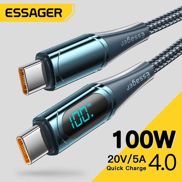 Digital Display PD QC3.0 USB C To C Cable 100W With TPE Jacket