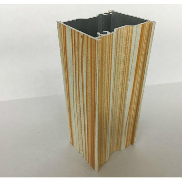 Yellow And White Stripe Wood Finish Aluminium Profiles For Door And Window