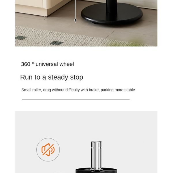 Modern Round Sofa Side Table with Swivel Caster Wheels Wooden Center Table Nightstand Accent Coffee Table for Sofa Couch