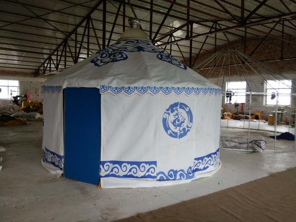 Modern Small Yurt Tent / Luxury Camping Tent With Drapes And Iron Gate