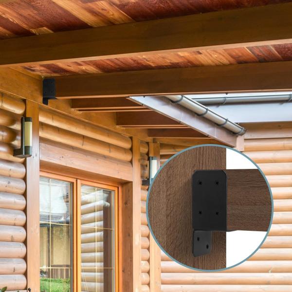 Carbon Steel Mounting Joist Hanger Brackets Black 16pcs For 2x4 Post To Wood Deck