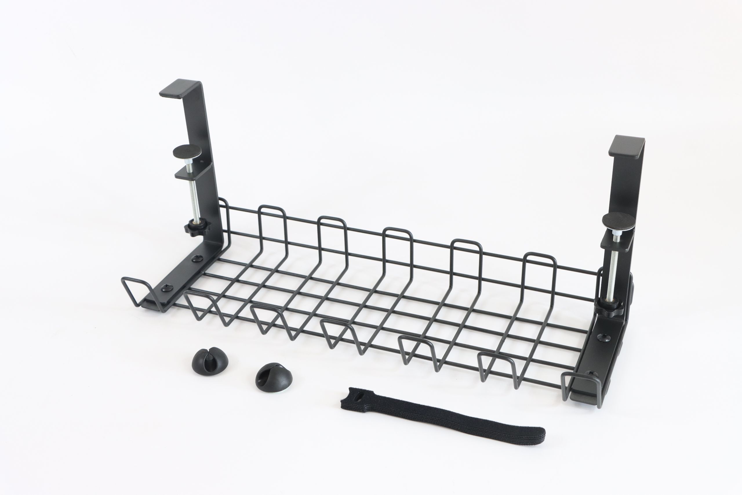 Adjustable No-Drill Under Table Wire Mesh Cable Tray for Easy Cable Management