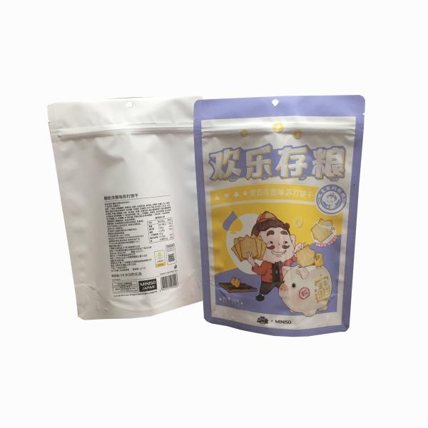 Accept Custom Printed Cheap price Zipper Stand Up Pouch for Food White kraft paper packaging bag with you logo