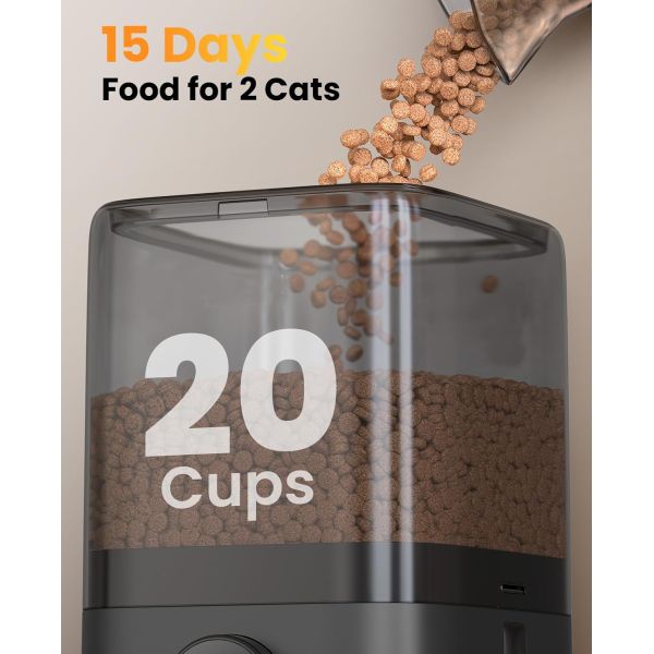 2K Camera Smart Pet Feeder Dual WiFi Two Way Audio Large Capacity for Pets