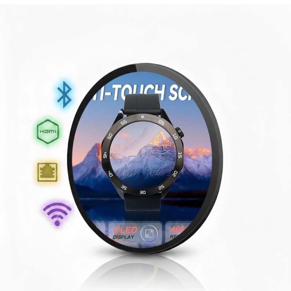 Round Digital Signage Screen with Touch Option and CMS System for Interactive Retail Advertising