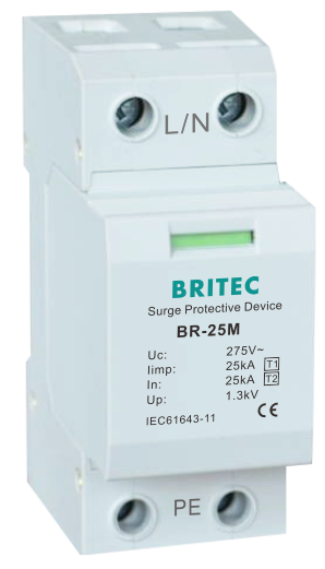 BR-25M 1P T1 Class I+II 25kA Single Phase SPD surge Arrestor lightning protector
