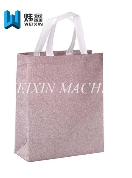 Tension 20KG recycle glitter Film PP Non Woven  Shopping Bag / loop handle box bag