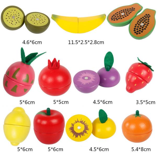 вырезывание плода 4.5cm деревянное установило набор игры роли кухни овощей