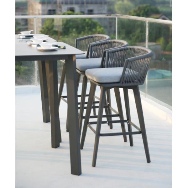Handmade Rattan / Wicker Furniture Outdoor Bistro Bar Stools Aluminum Dining Chairs