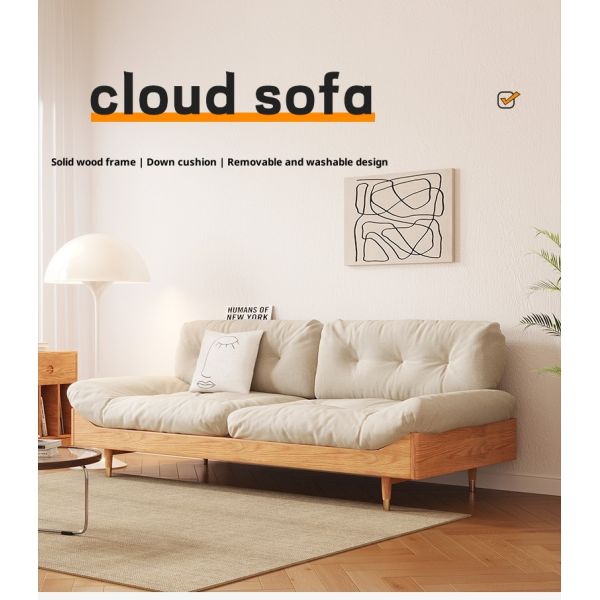 Modern Minimalist Space Saving 3 Seater Frame Sofa Fabric Solid Wood Eco-Friendly Cloud Corner Modular Sectional Sofa Living