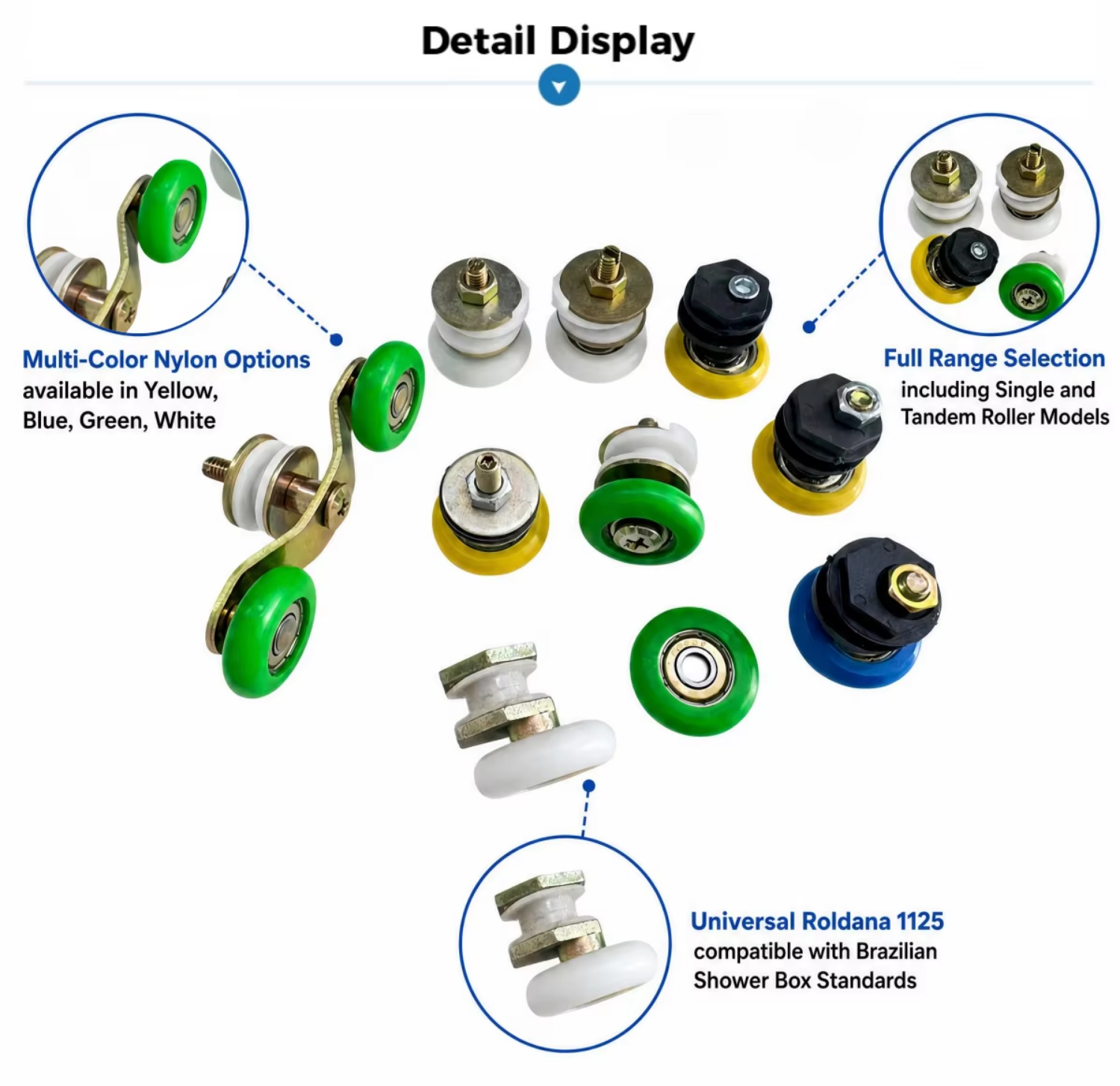 Nylon Wheels Eccentric Shaft Tandem Pulley Shower Door Roller for Sliding Door Roller Replacement