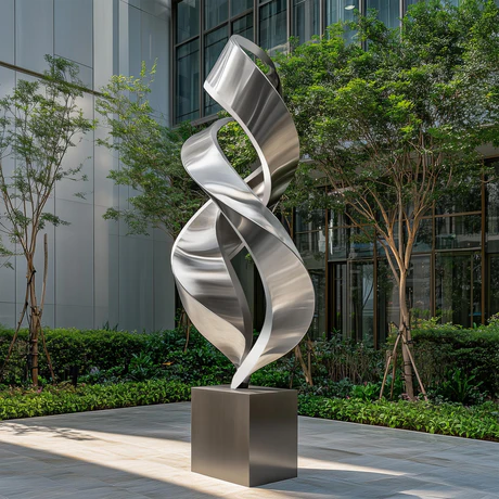SERENITY Mirror | Contemporary Abstract Stainless Steel Sculpture for Outdoor Garden
