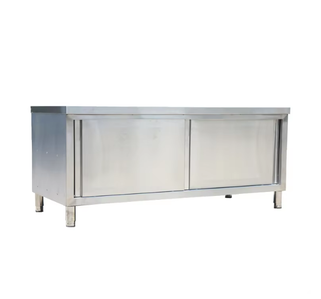 500 kg/㎡ Load Capacity Stainless Steel Workbench with Sliding Door Design for Commercial Kitchen Storage