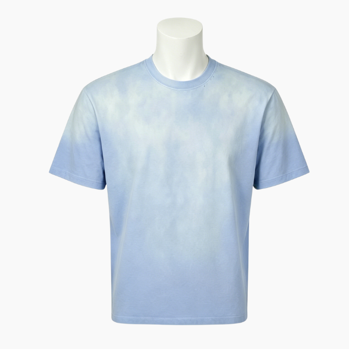 Spray Washed Colour Block Shirt Faded Mens Drop Shoulder T Shirt 250GSM