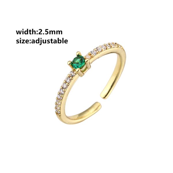 Colorful Gemstone Diamond Bands Rings 18k Gold Plated Adjustable