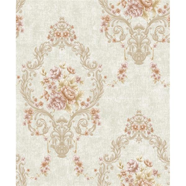 Colorful Floral Damask American Style Wallpaper For Bedroom Background , Non - Pasted