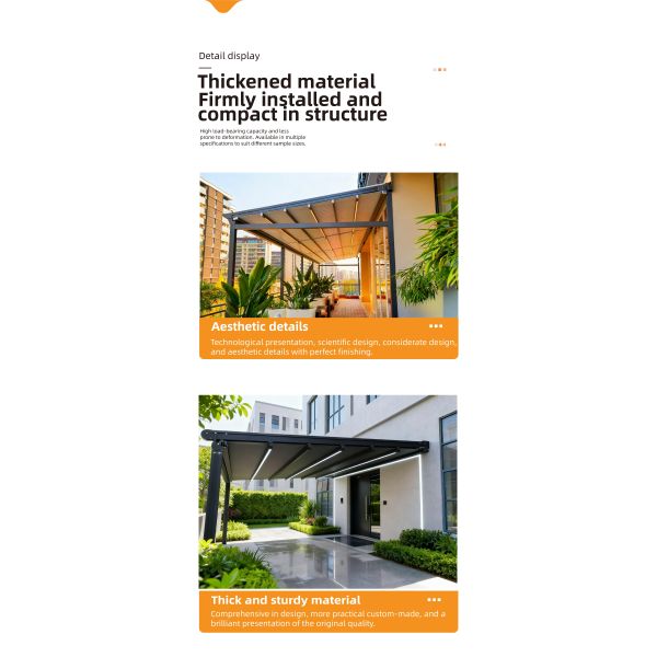 Folding Canopy with Reinforced Aluminum Alloy Frame for Wind Resistance Foldable Design for Villa Courtyards