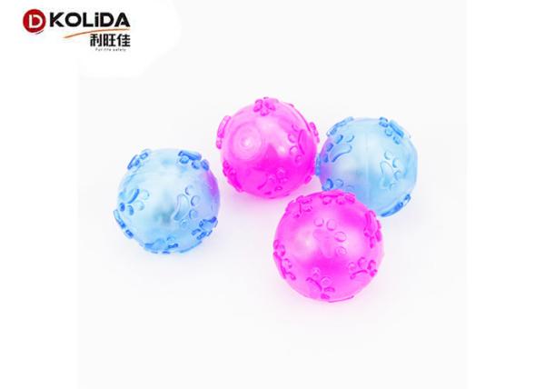 Paw Pattern Light Up Dog Ball Pink / Blue For Indoor / Outdoor Playing