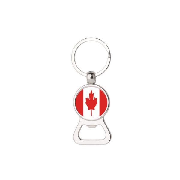Custom personalized national holiday promotion printed Canada country flag logo bottle opener key ring,