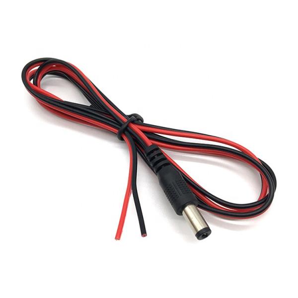 Rojo Negro DC Hombre 5.5x2.1mm Barril Jack a despojado Abierto Desnudo Fin de alambre de lata